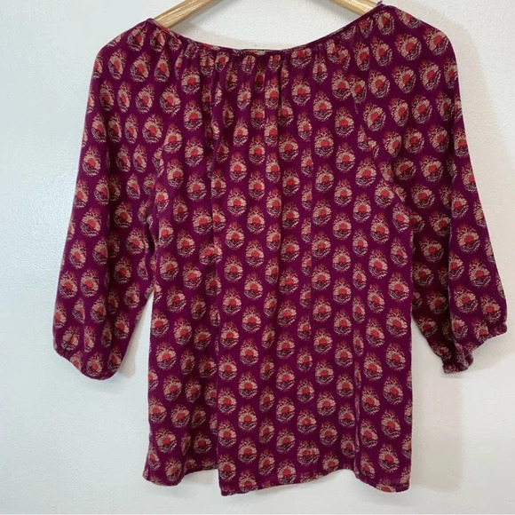 Lucky Brand Womans Top Medium Lot American Eagle Maroon Print Lightweight 2012 - Picture 3 of 12